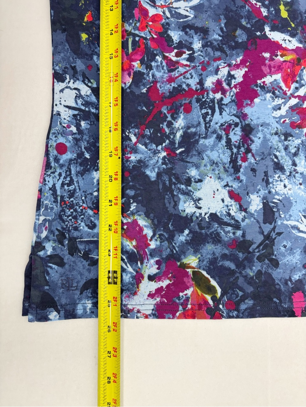 Lauren Ralph Lauren Women's Print Stretch Cotton Boatneck Tee Top Blue Multi XXL - Picture 7 of 7